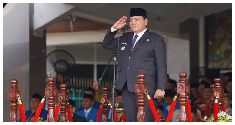 Pj. Bupati Bogor Bachril Bakri bersama jajaran memimpin jalannya peringatan hari Sumpah Pemuda 2024 di Lapangan Tegar Beriman, Senin 28 Oktober 2024.